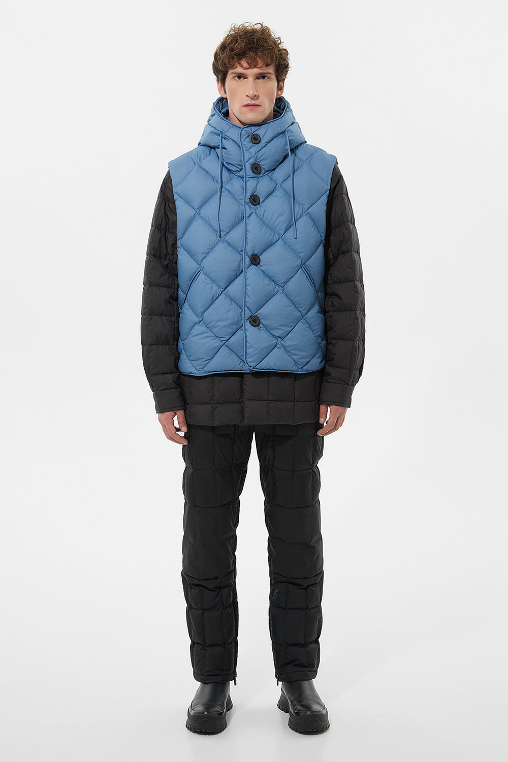 Cozy Vest Man Micro Stone Blue