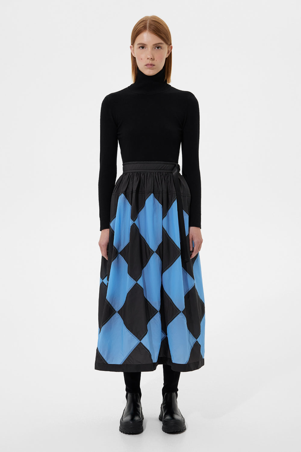 Diamond Balloon Skirt Micro Black + Micro Bright Blue