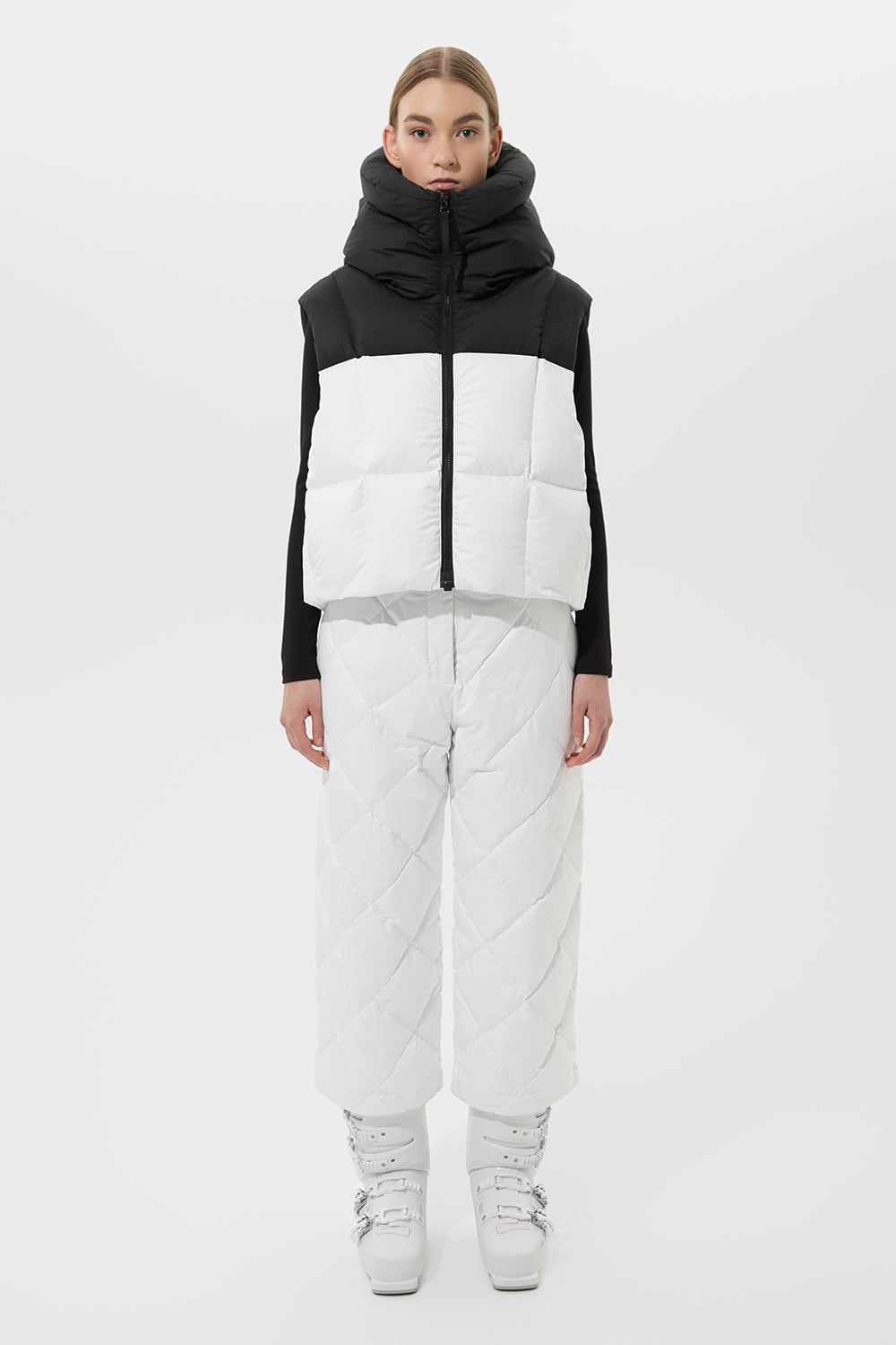 DOUBLE APRES SKI WENDY VEST TEC PT BLACK + WHITE