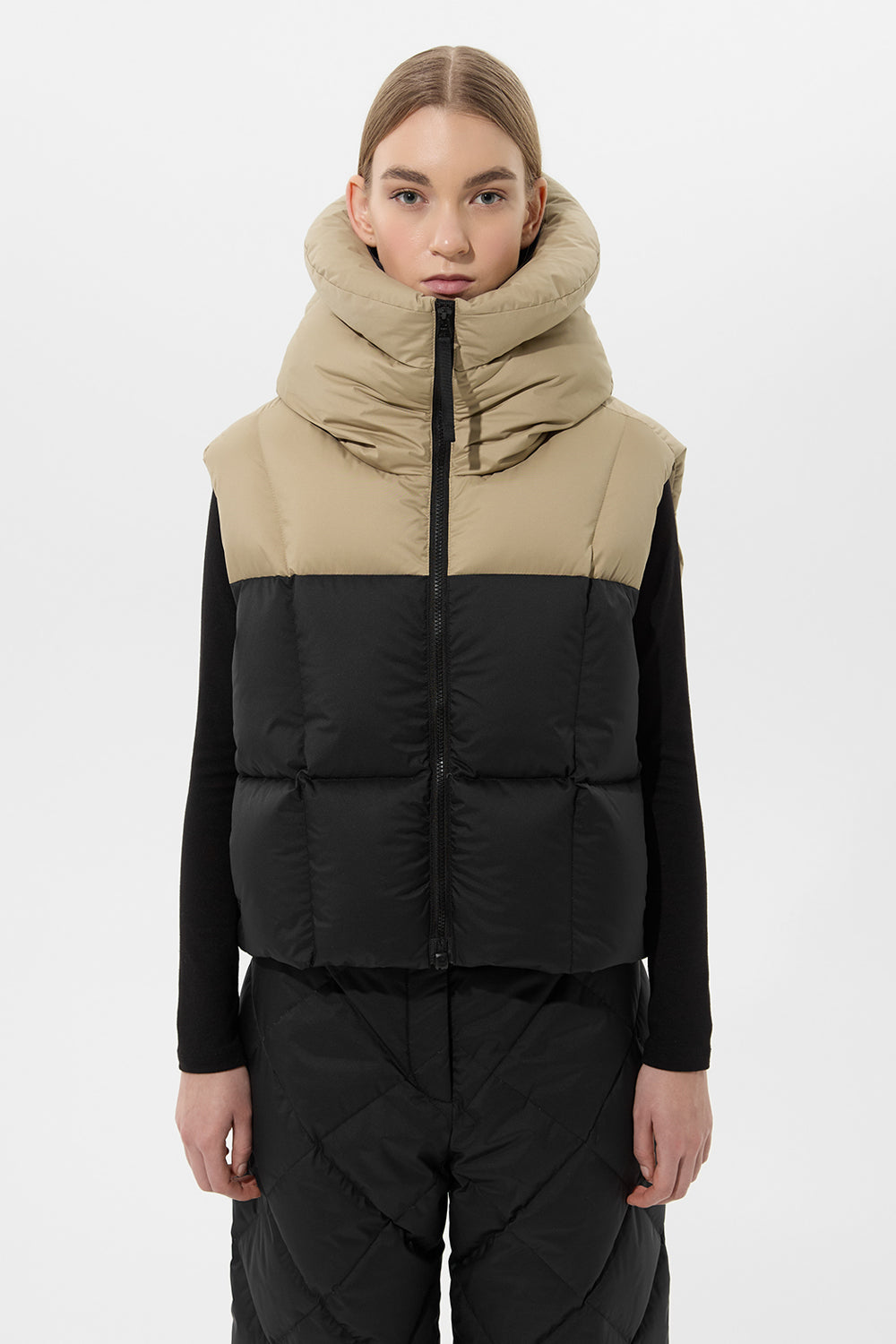 DOUBLE APRES SKI WENDY VEST TEC PT BEIGE + BLACK