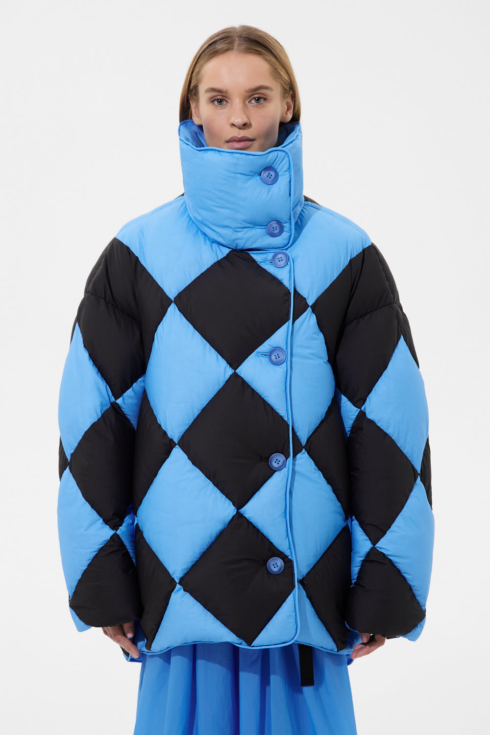 Diamond Cozy Queen Jacket Micro Black + Micro Bright Blue