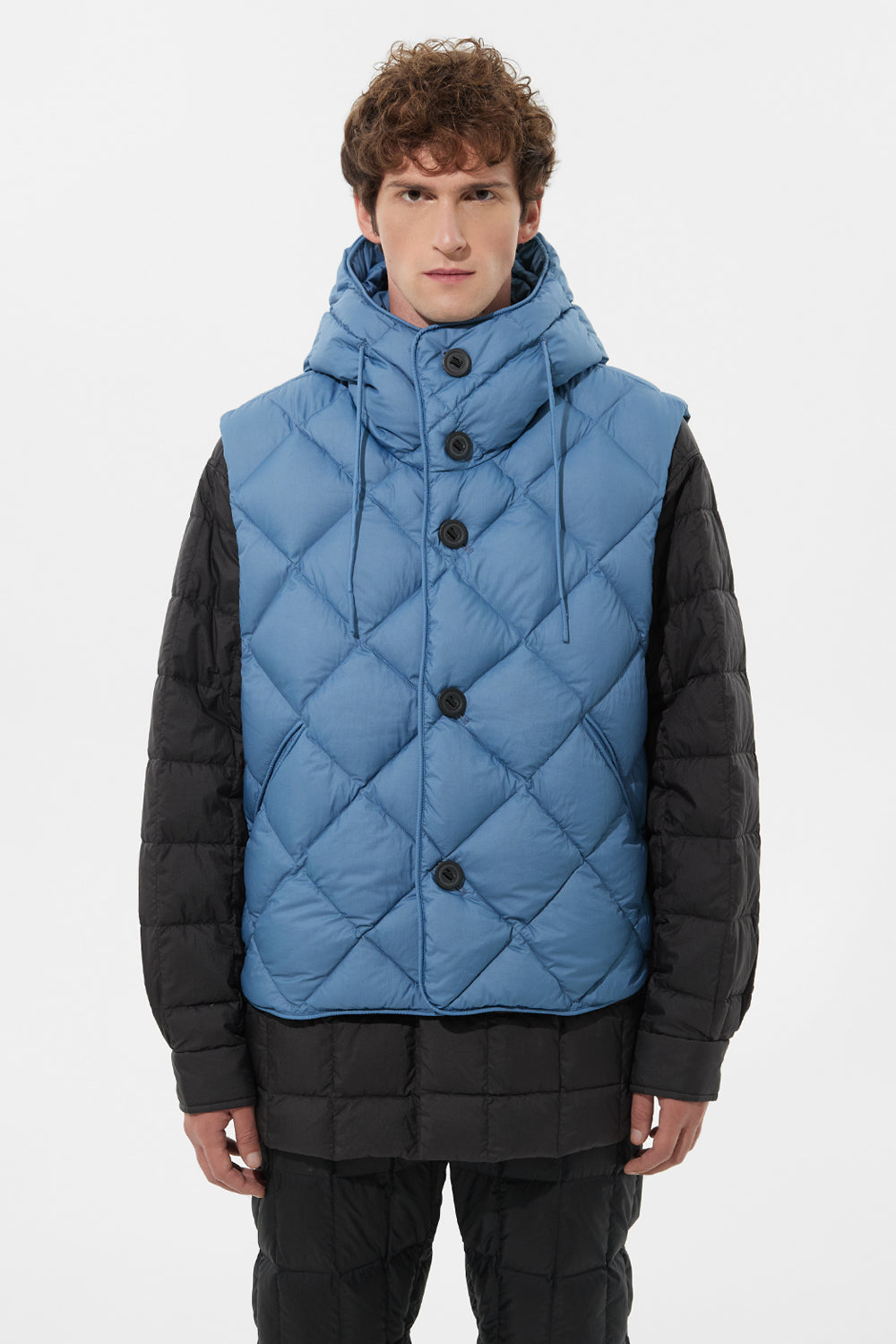 Cozy Vest Man Micro Stone Blue