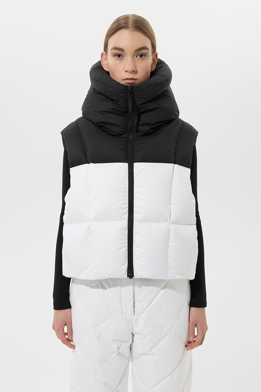 DOUBLE APRES SKI WENDY VEST TEC PT BLACK + WHITE