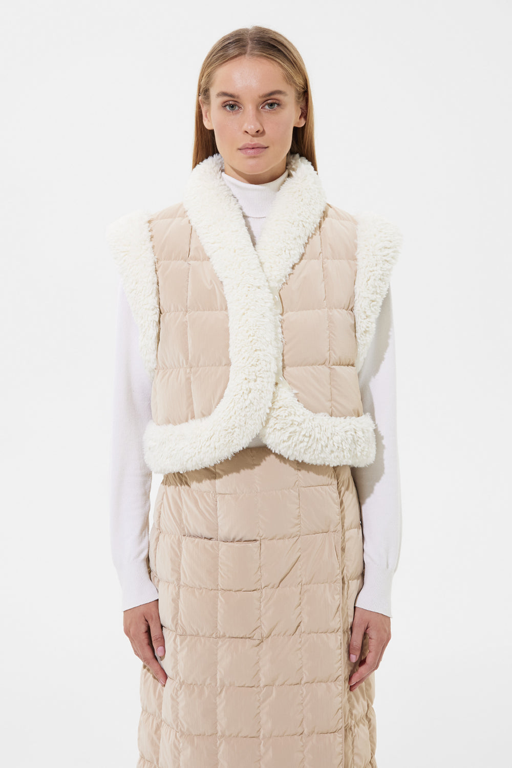 Cropped Keptar Vest Powder Ivory