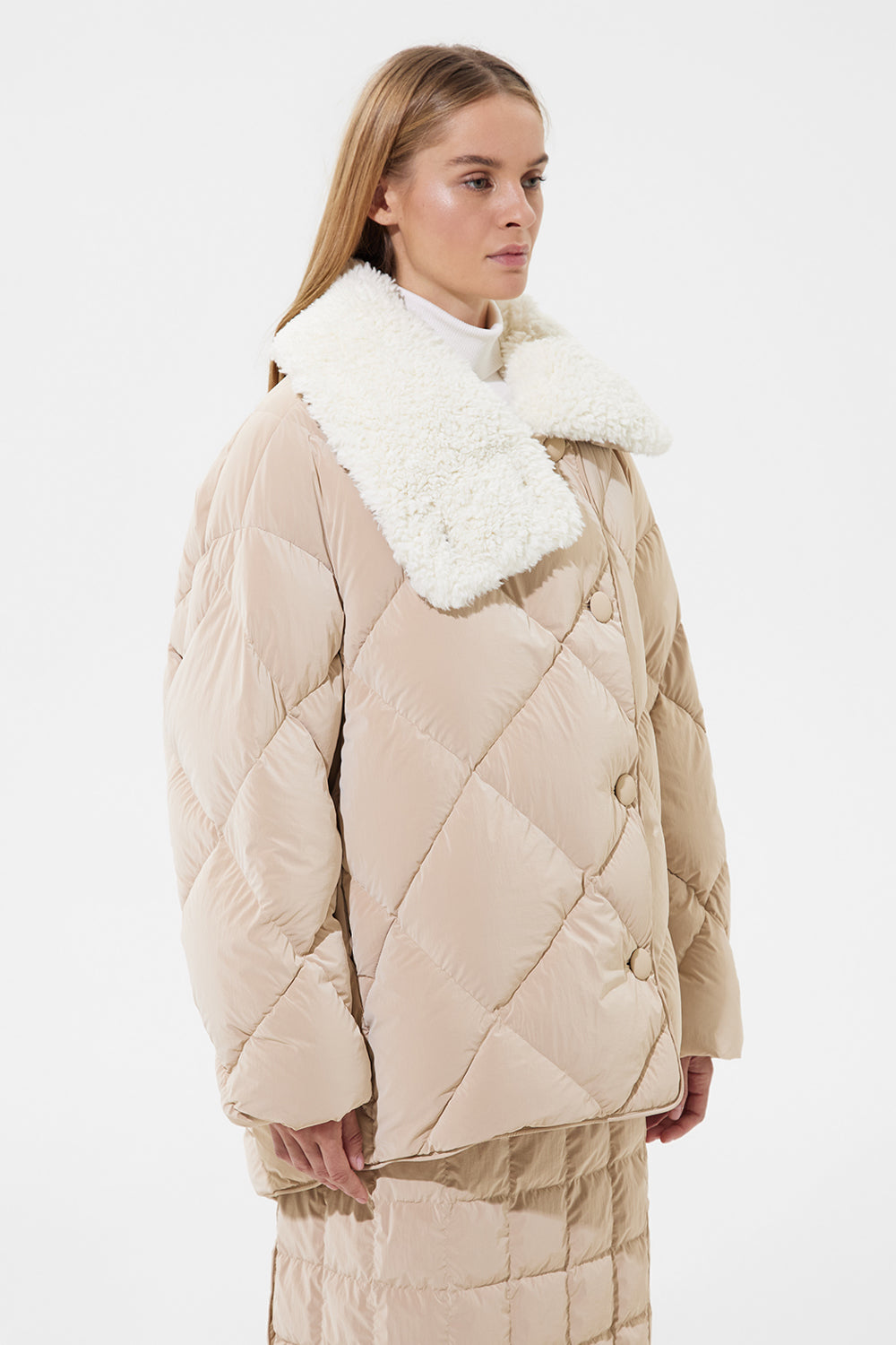 Shearling Queen Jacket Powder Ivory