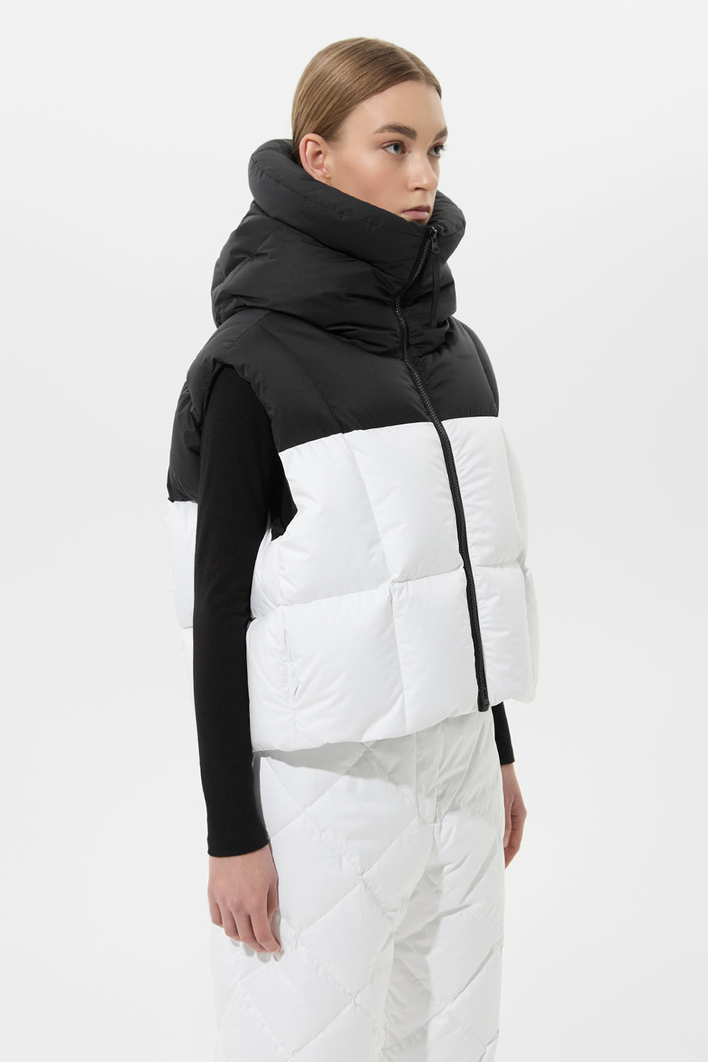 DOUBLE APRES SKI WENDY VEST TEC PT BLACK + WHITE
