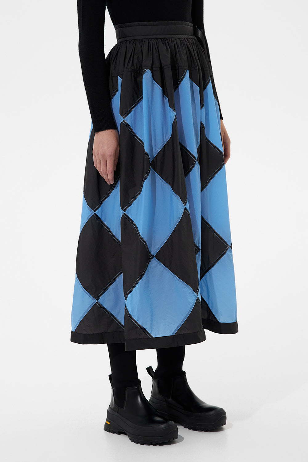 Diamond Balloon Skirt Micro Black + Micro Bright Blue