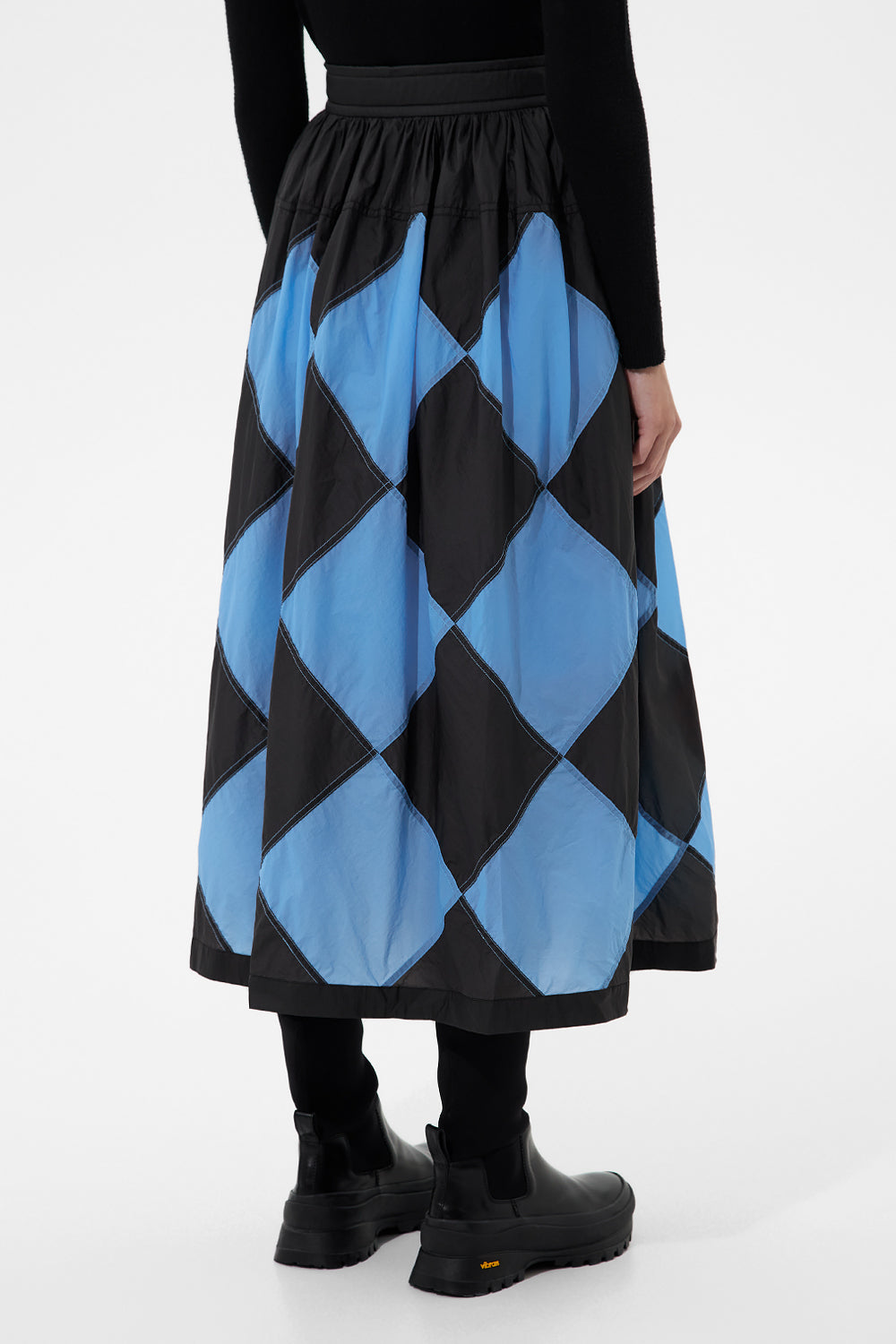 Diamond Balloon Skirt Micro Black + Micro Bright Blue