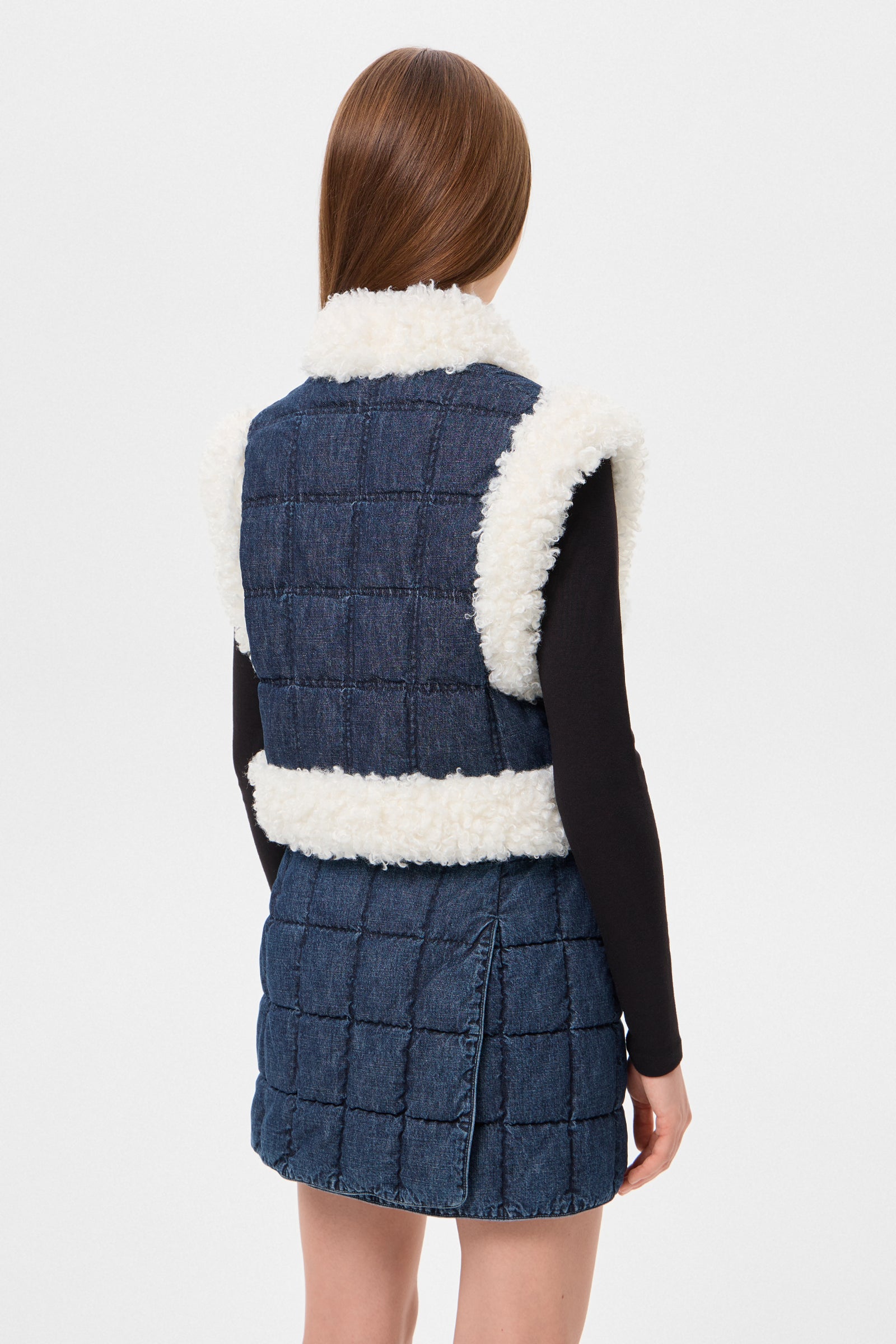 DENIM CROPPED KEPTAR VEST BLUE