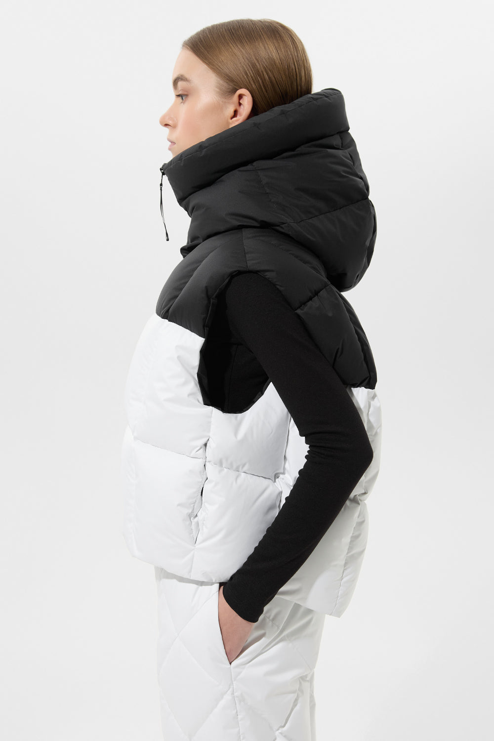 DOUBLE APRES SKI WENDY VEST TEC PT BLACK + WHITE