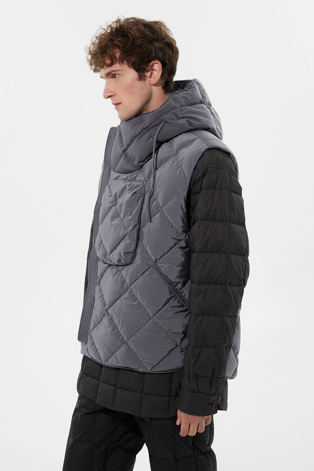 Atti Vest Man Rib Grey Violet