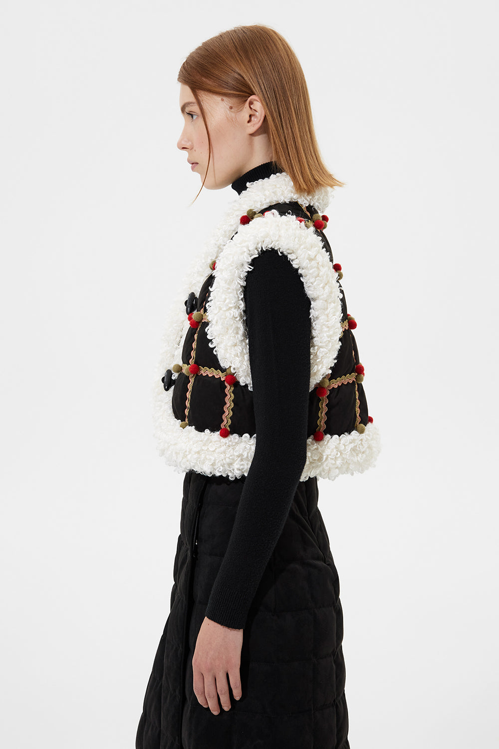 Folk Cropped Keptar Vest Suede Black