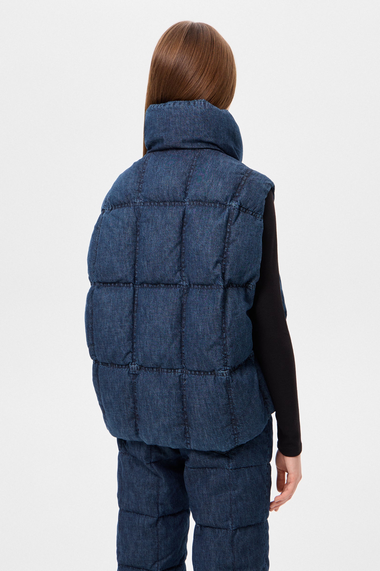 DENIM ZIP VEST BLUE