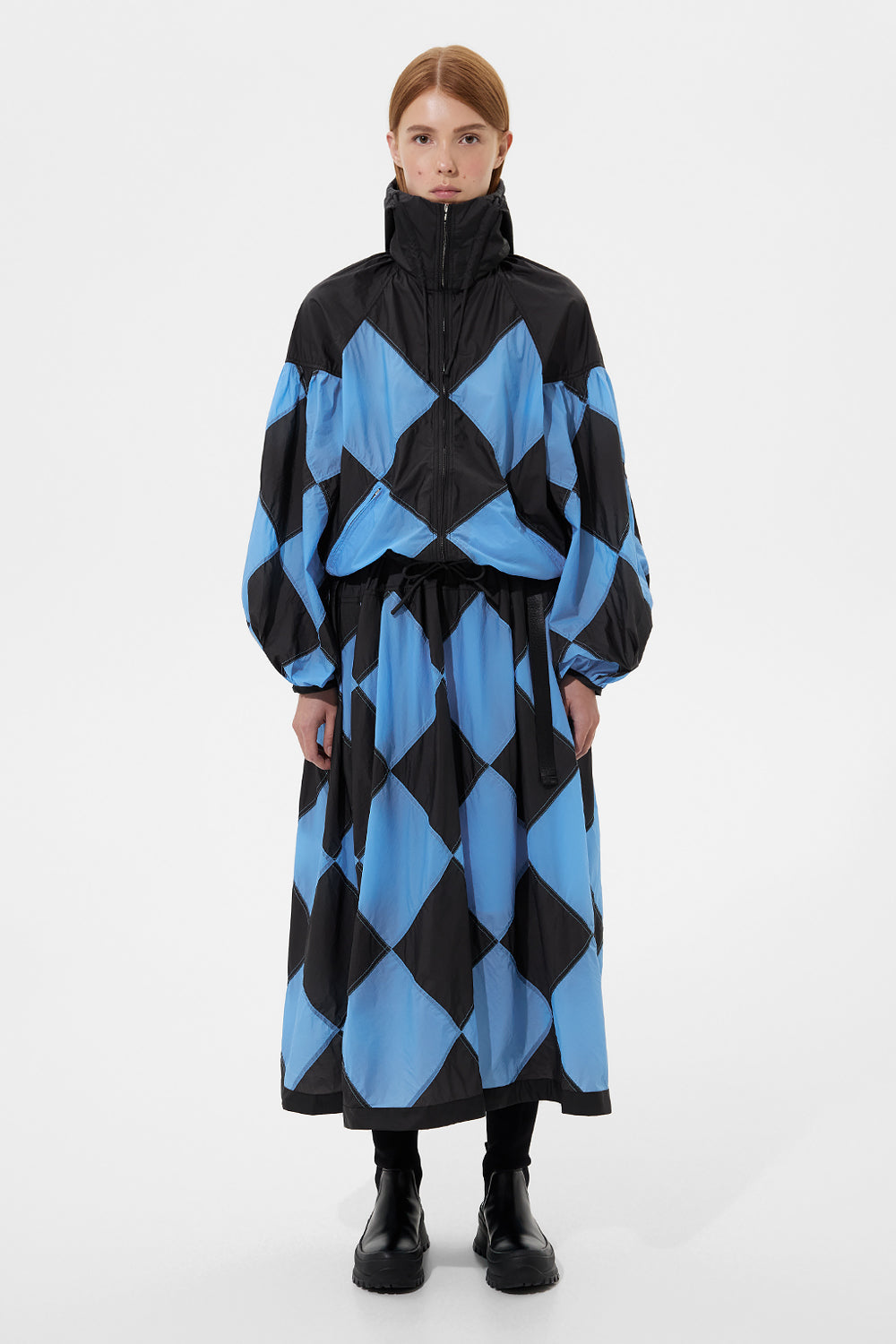 Diamond Balloon Skirt Micro Black + Micro Bright Blue