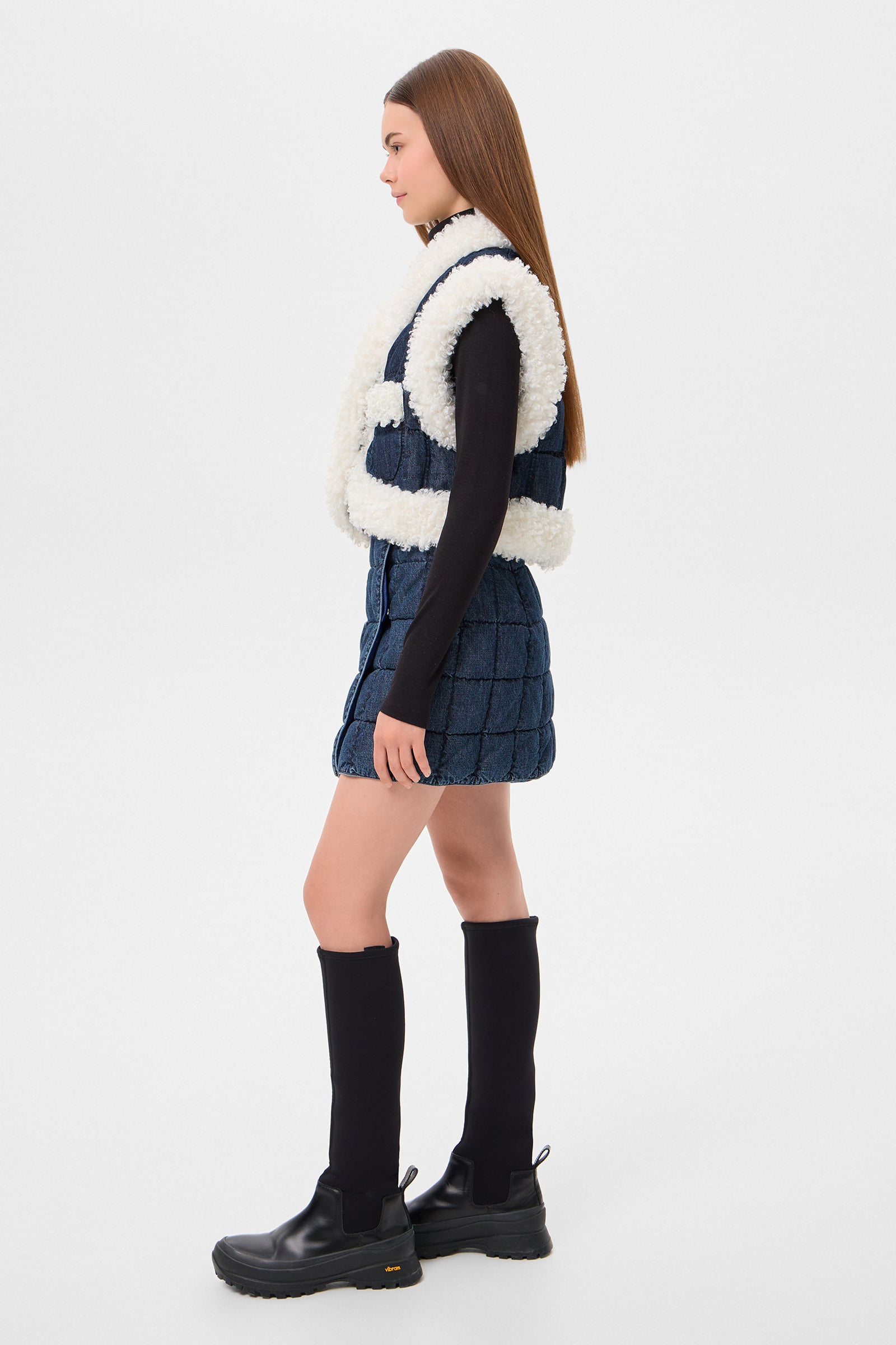 DENIM CROPPED KEPTAR VEST BLUE