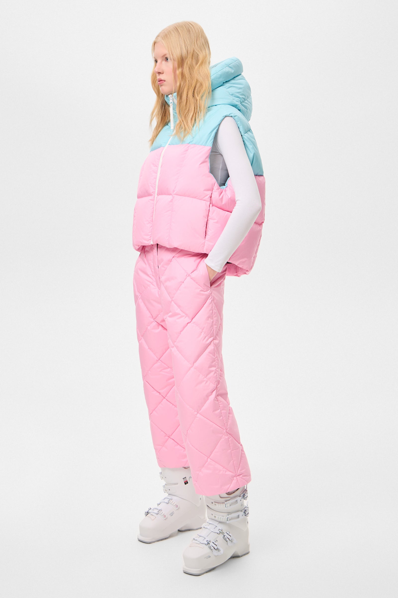DOUBLE APRES SKI WENDY VEST TEC AQUA + PINK