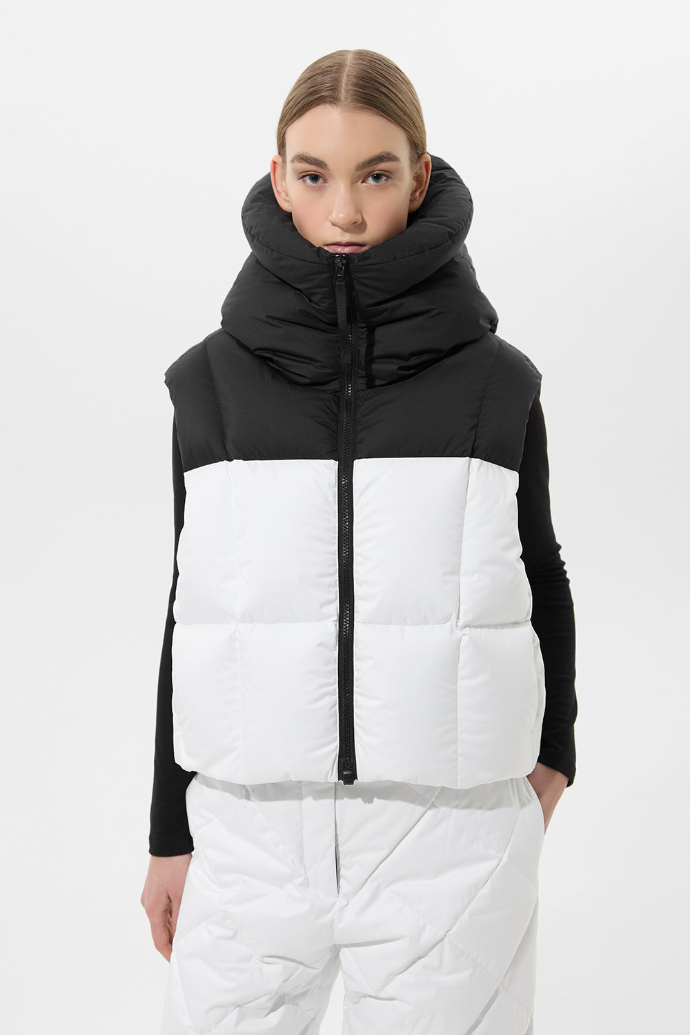DOUBLE APRES SKI WENDY VEST TEC PT BLACK + WHITE