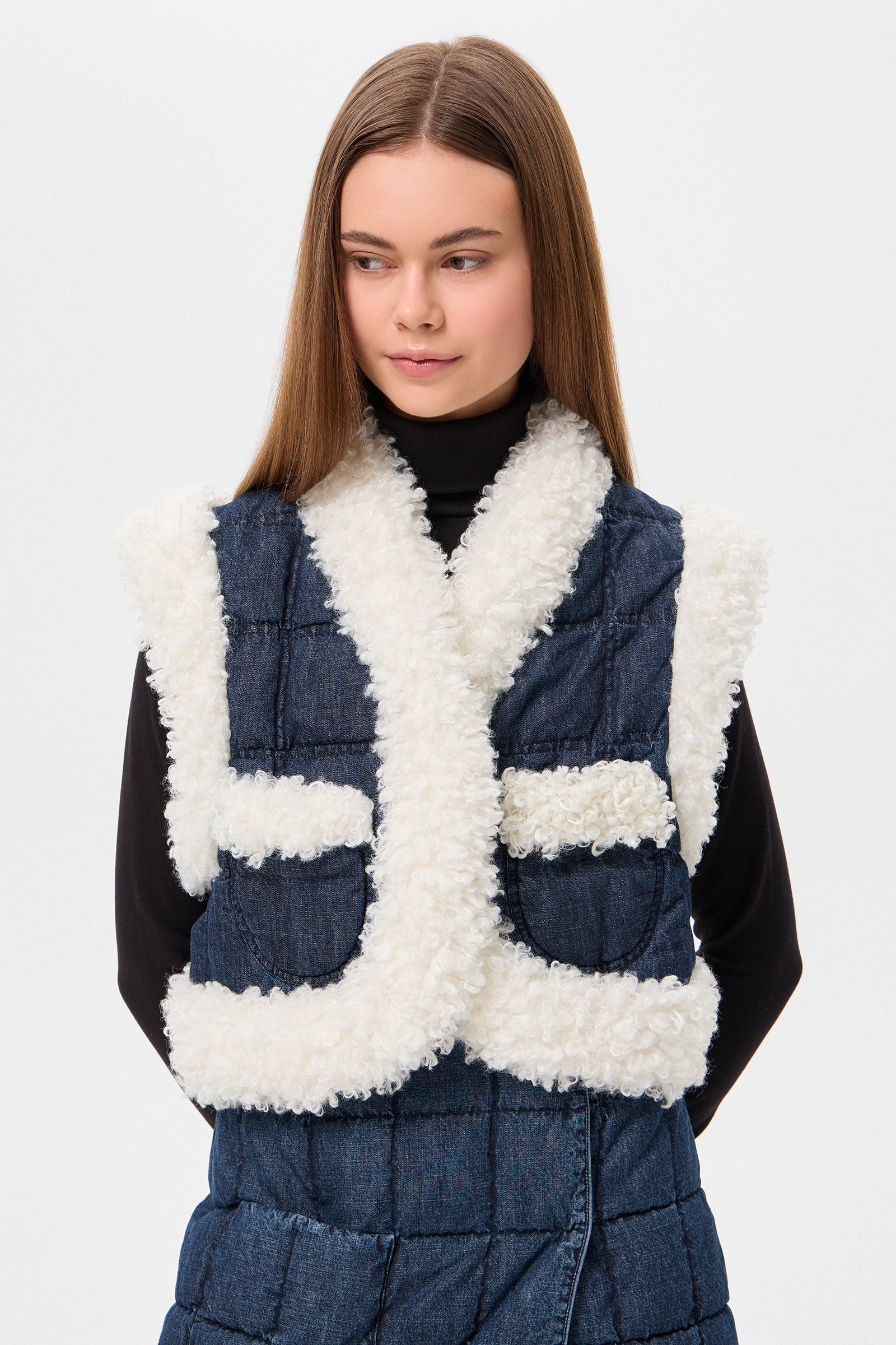 DENIM CROPPED KEPTAR VEST BLUE