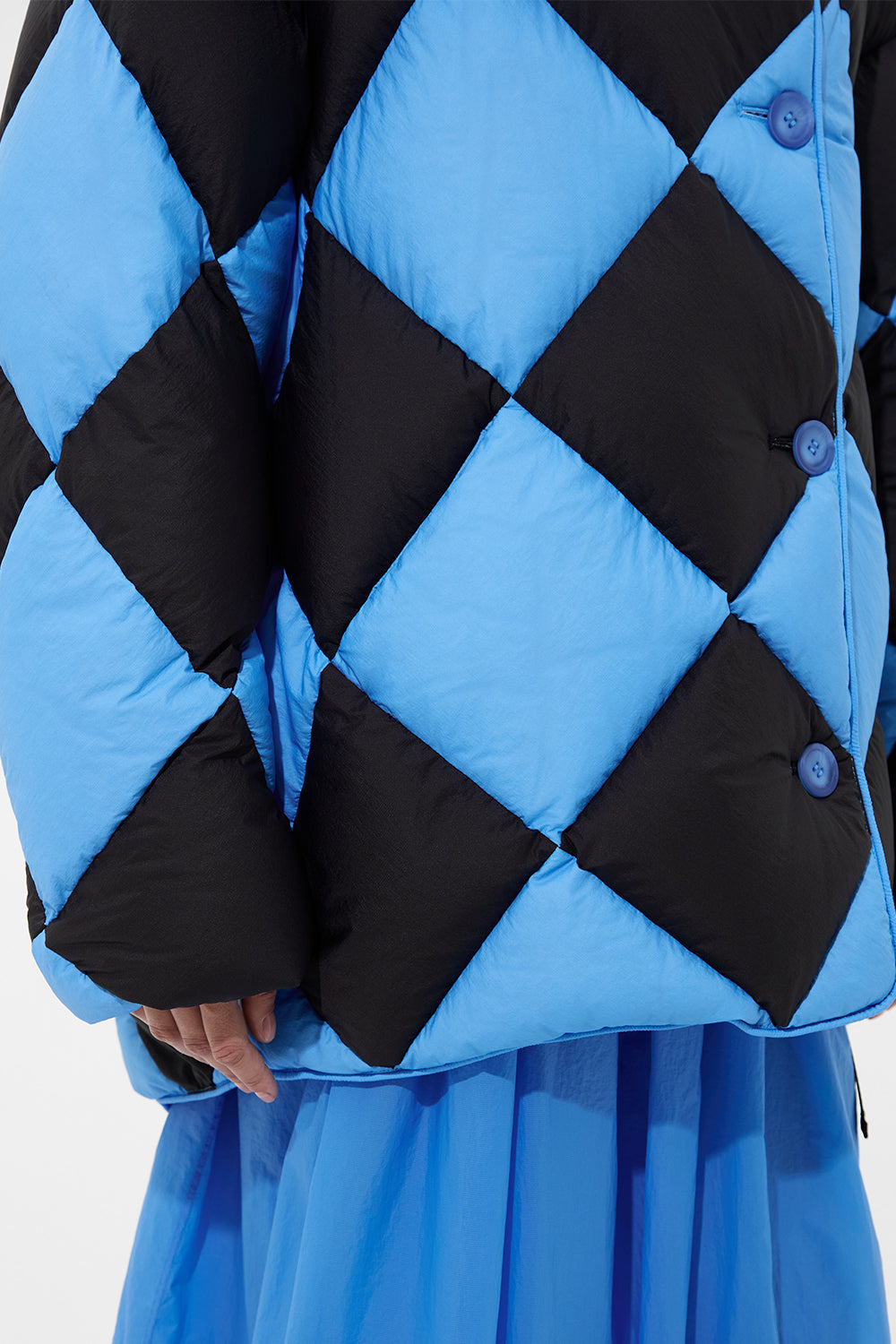 Diamond Cozy Queen Jacket Micro Black + Micro Bright Blue