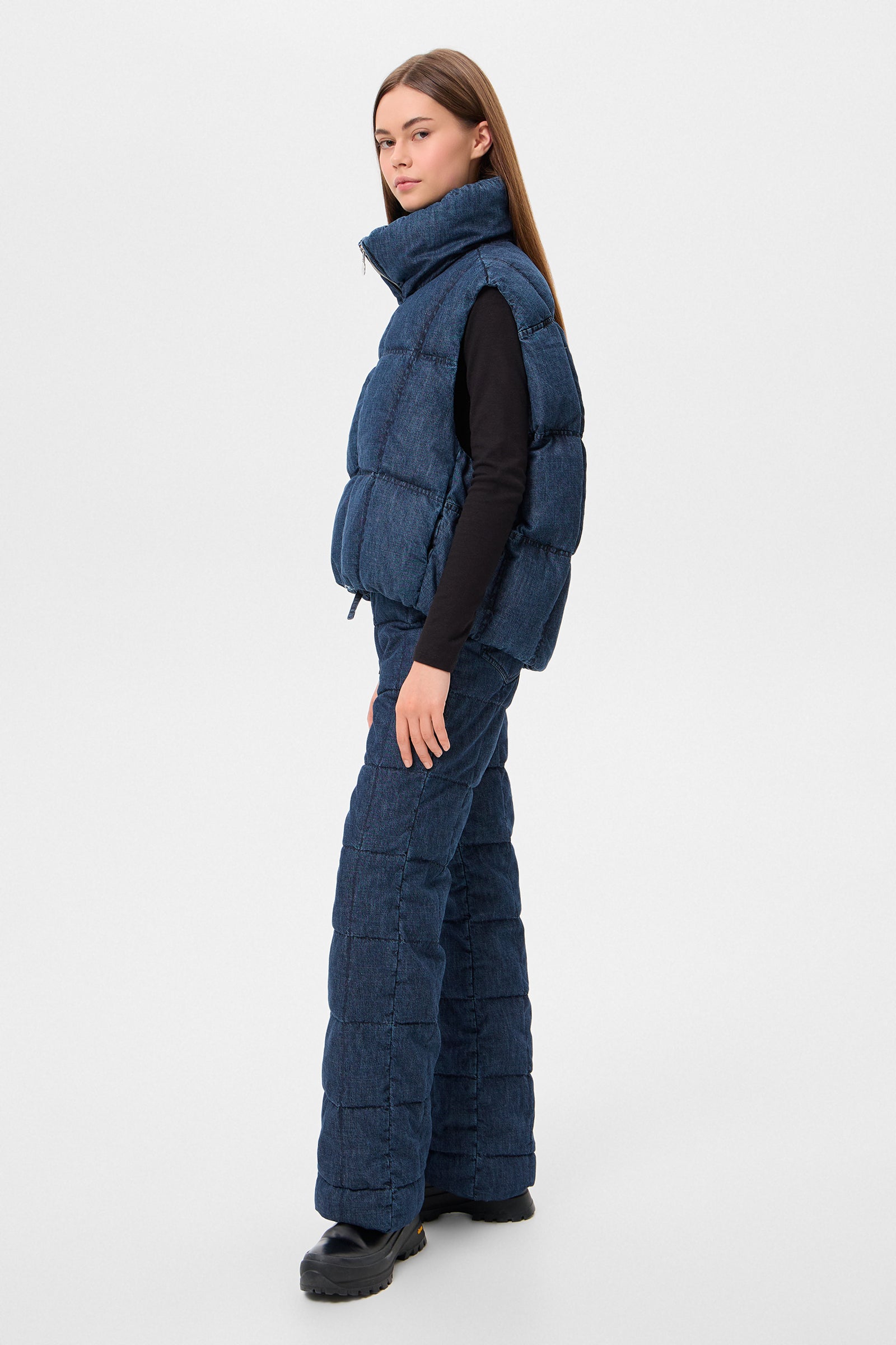 DENIM ZIP VEST BLUE