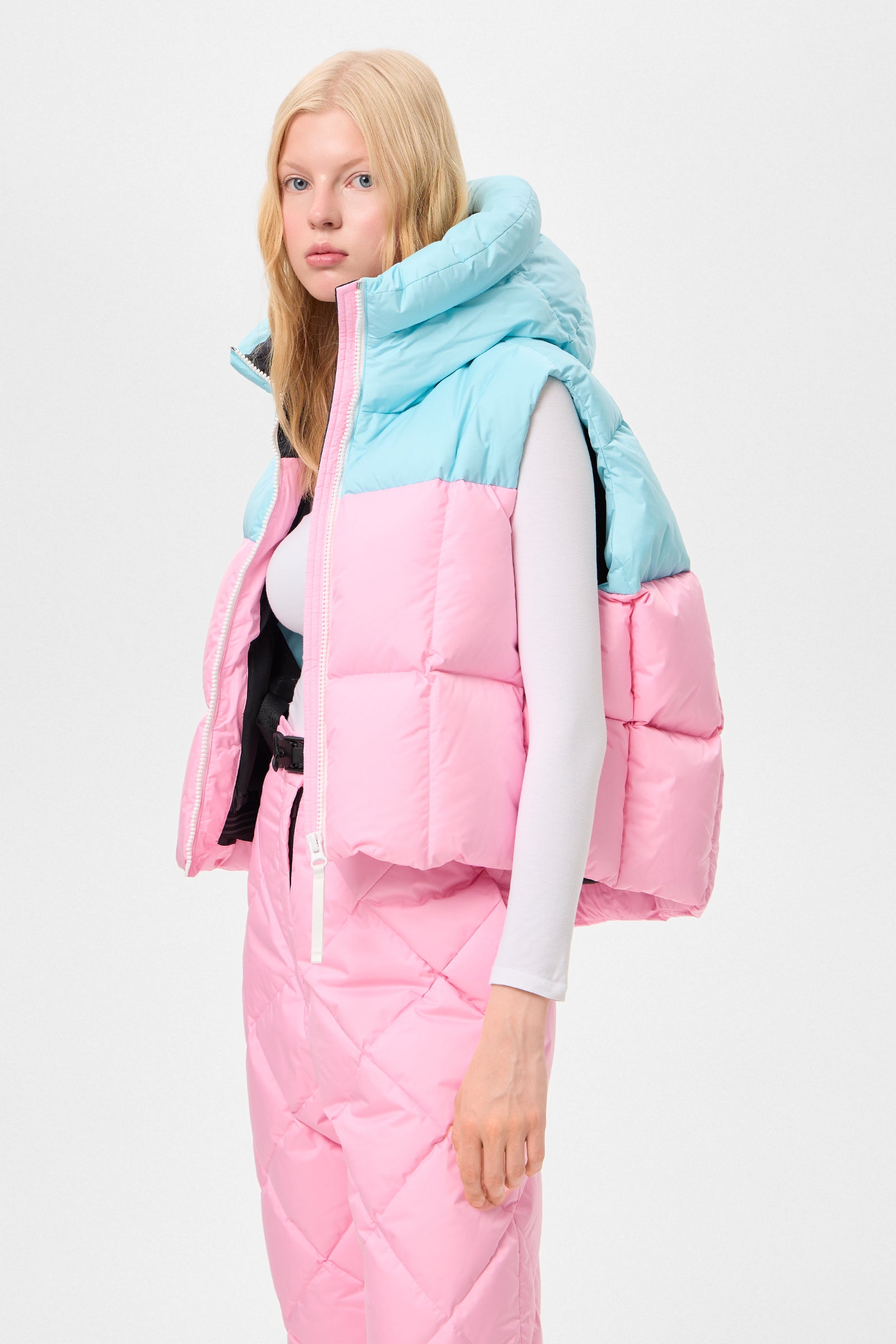 DOUBLE APRES SKI WENDY VEST TEC AQUA + PINK