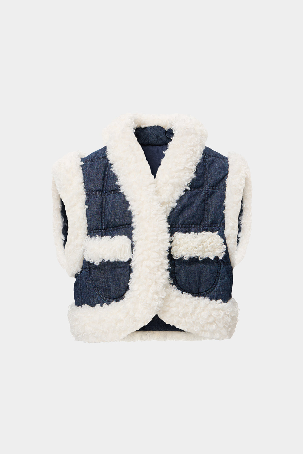 DENIM CROPPED KEPTAR VEST BLUE