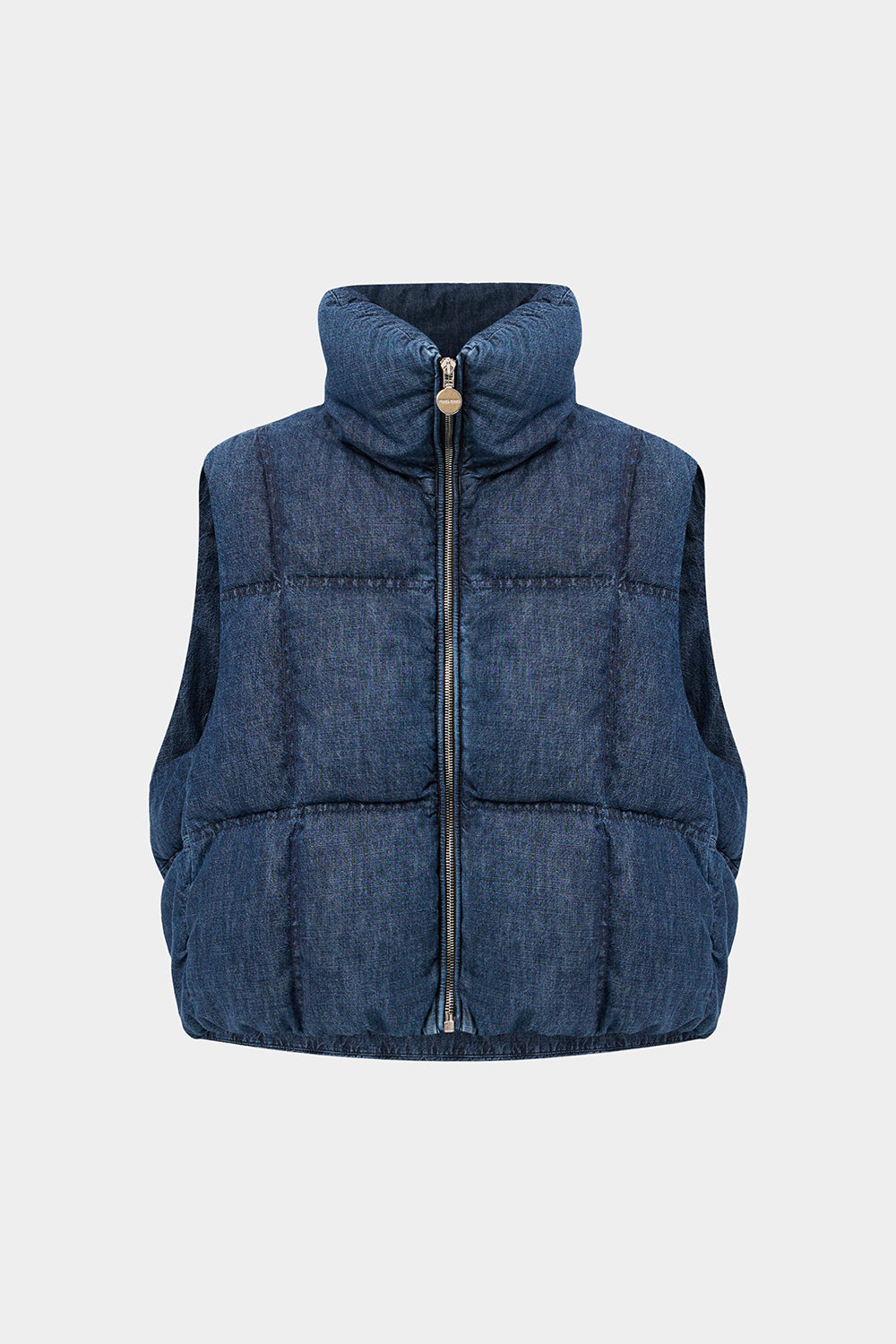 DENIM ZIP VEST BLUE