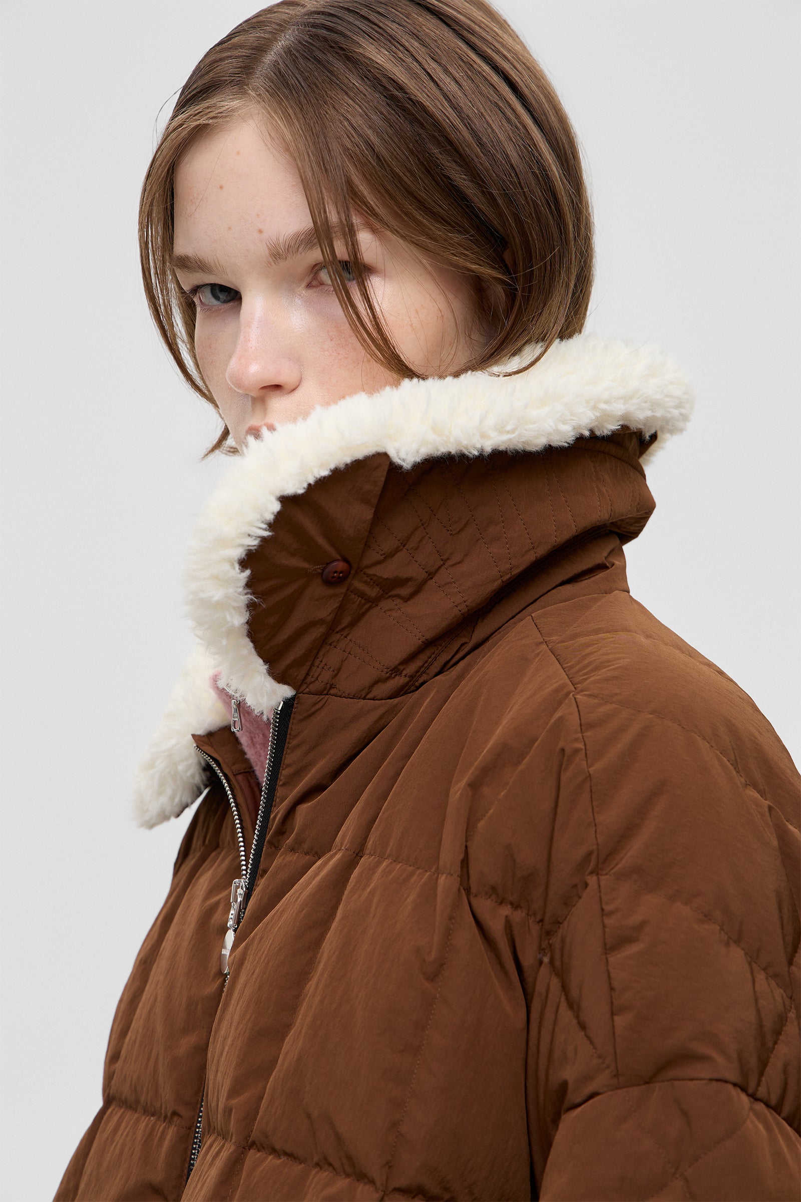 SHEARLING ARCO JACKET SCOOTER BROWN