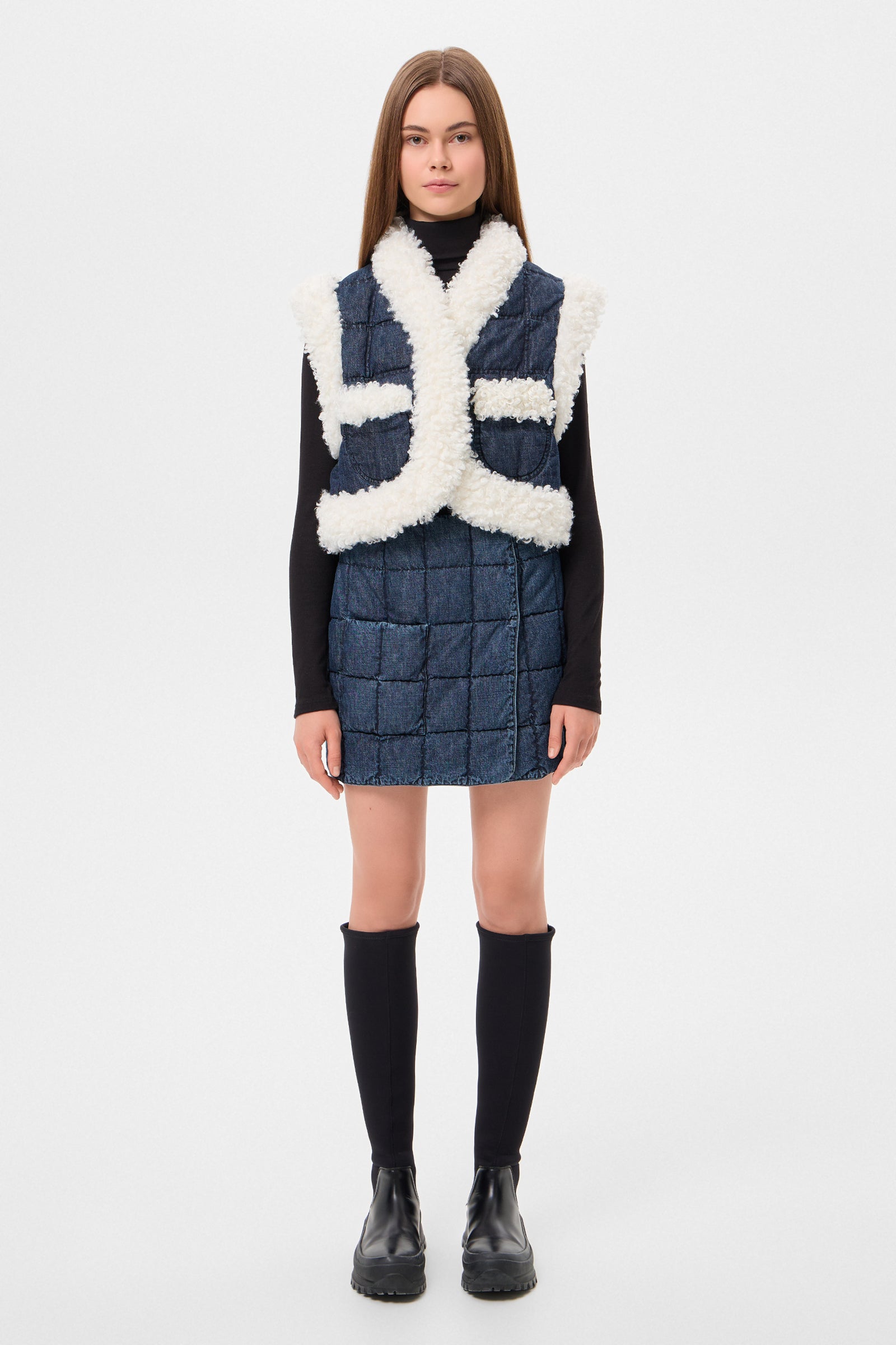 DENIM CROPPED KEPTAR VEST BLUE