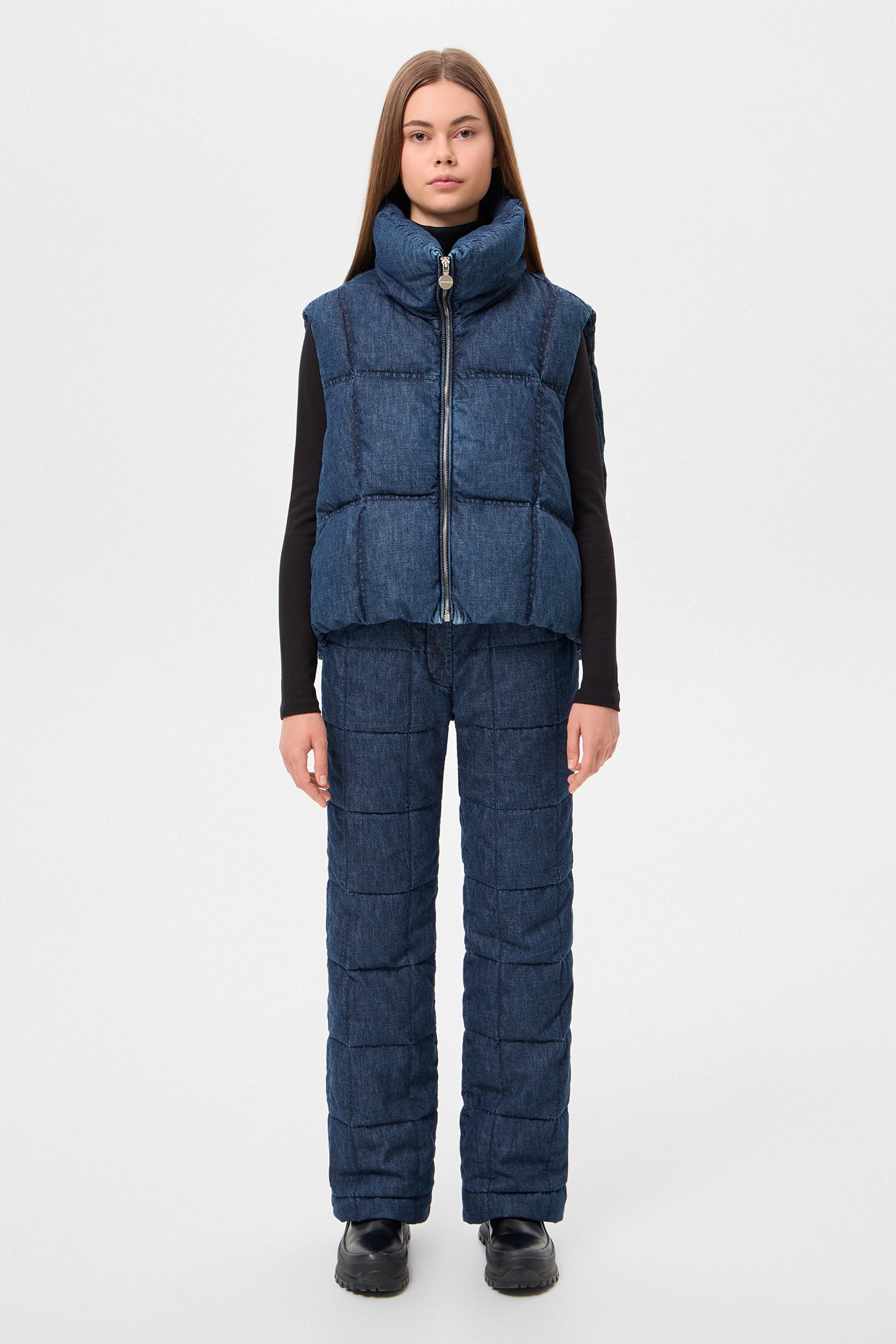 DENIM ZIP VEST BLUE