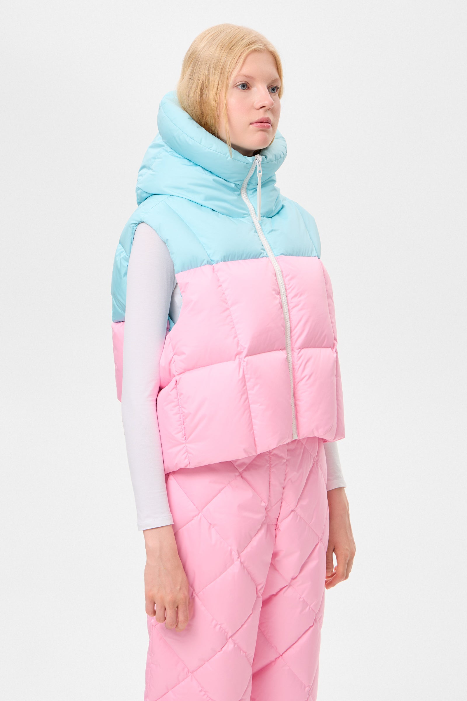 DOUBLE APRES SKI WENDY VEST TEC AQUA + PINK