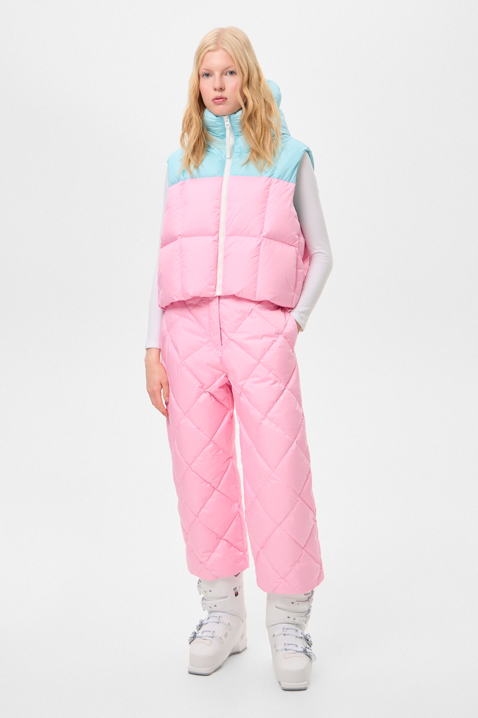 DOUBLE APRES SKI WENDY VEST TEC AQUA + PINK
