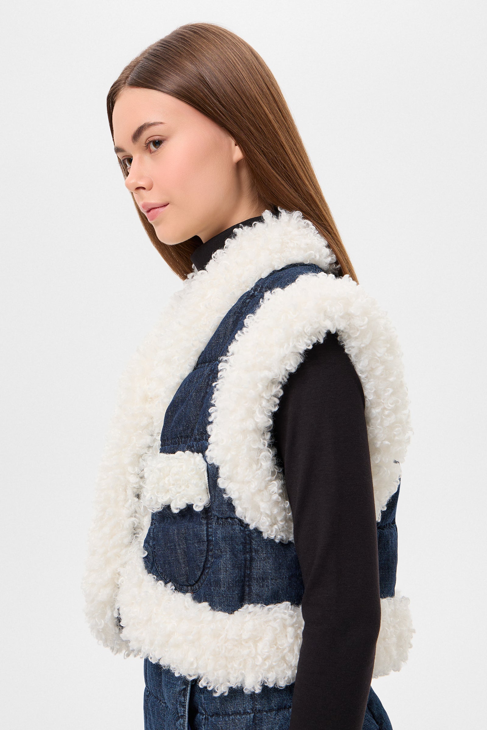 DENIM CROPPED KEPTAR VEST BLUE