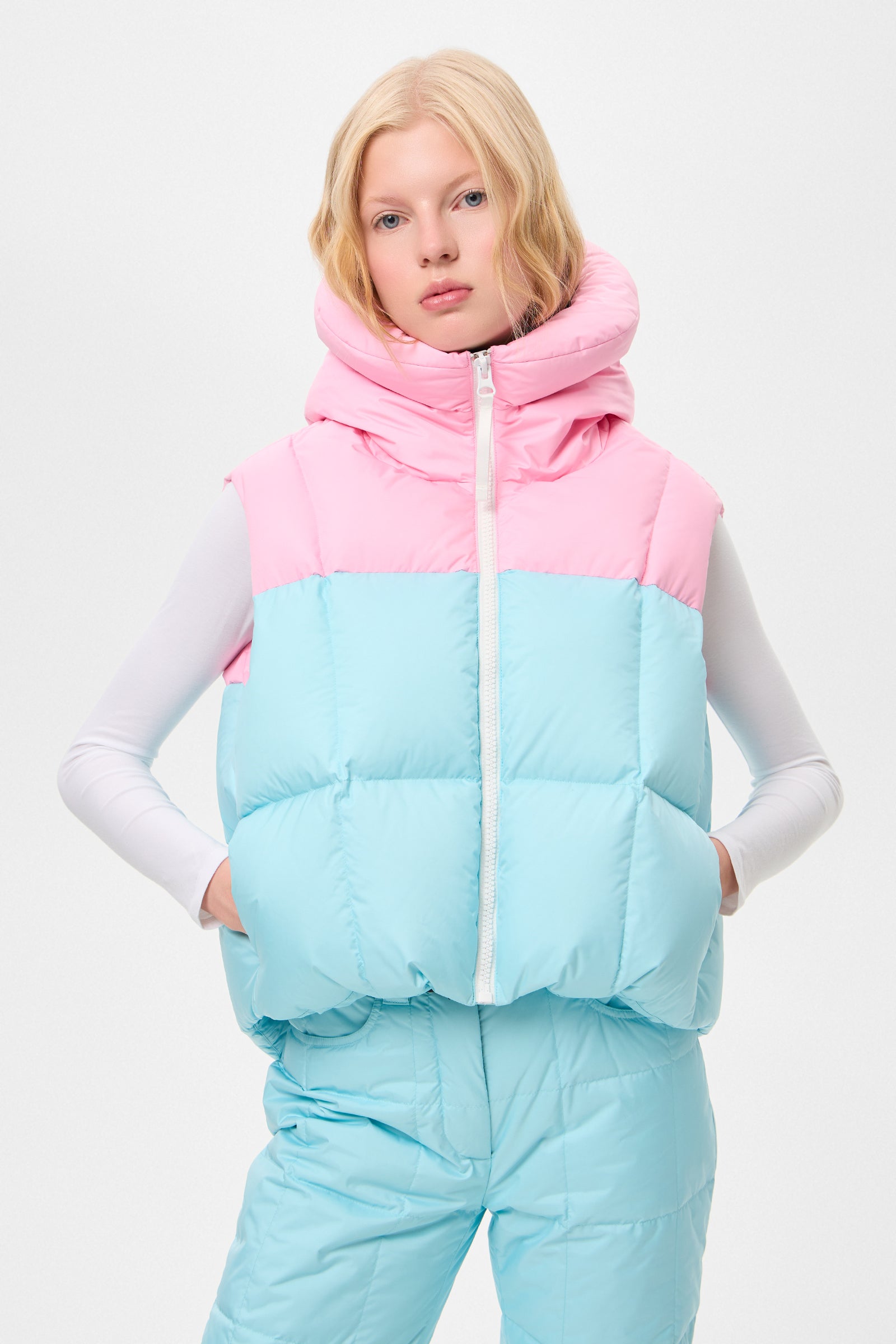 DOUBLE APRES SKI WENDY VEST TEC PINK + AQUA