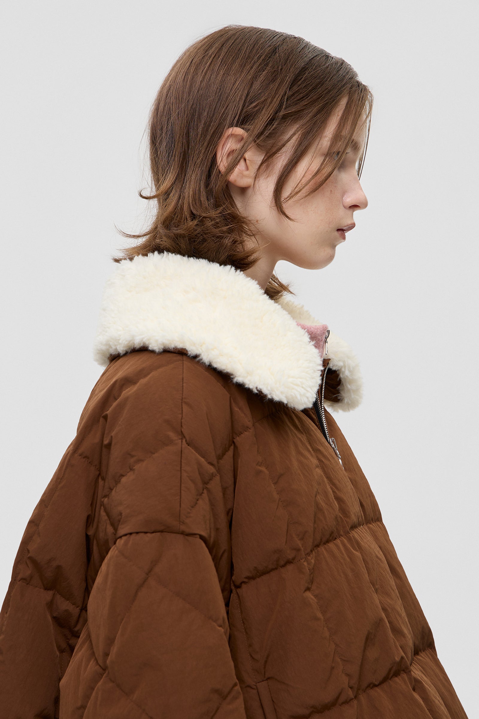 SHEARLING ARCO JACKET SCOOTER BROWN